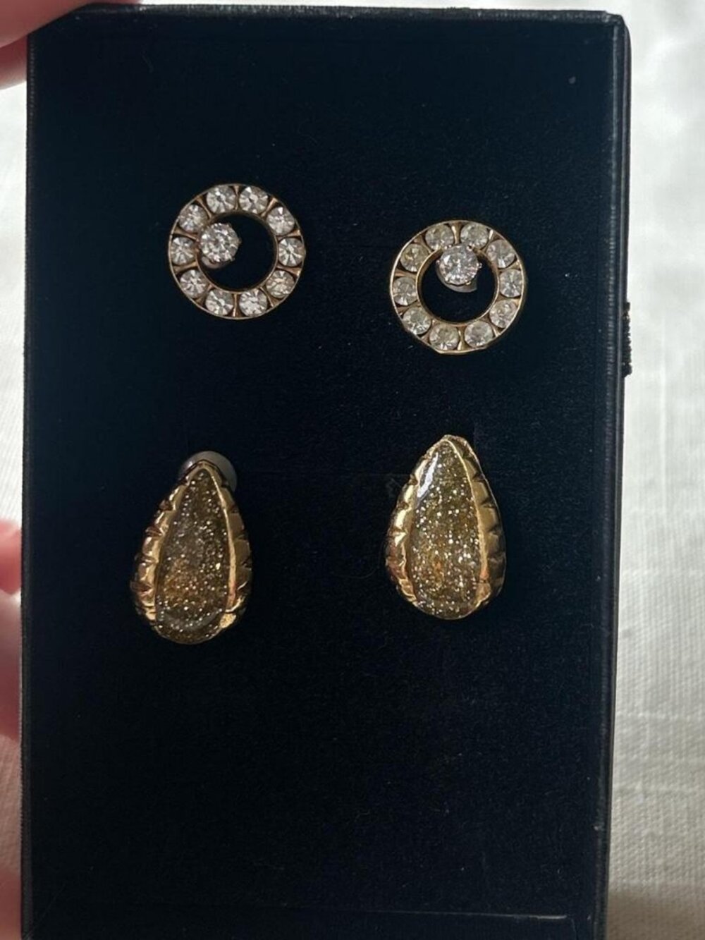 Gold Textured Earrings Set 2pc Costume Jewelry